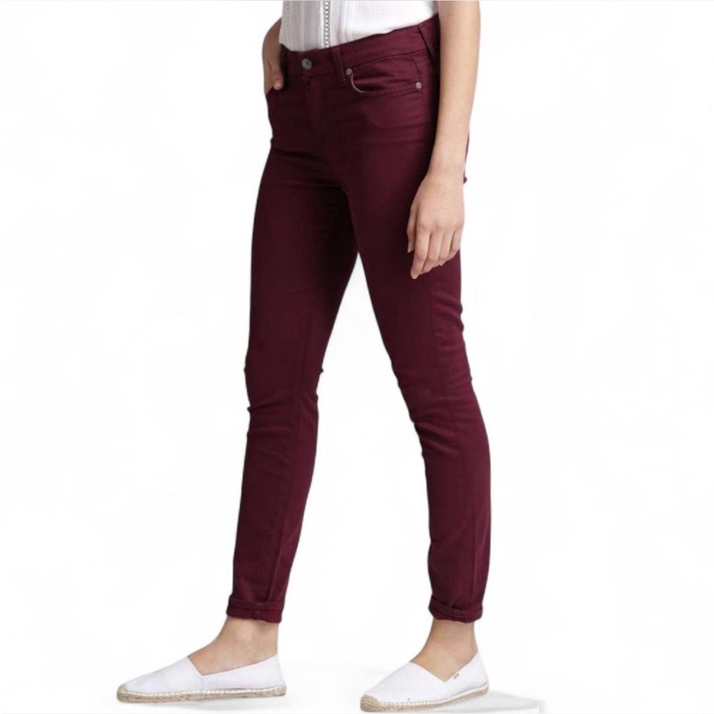 7 For All Mankind Jeans Burgundy Red Denim Skinny Stretch Pants